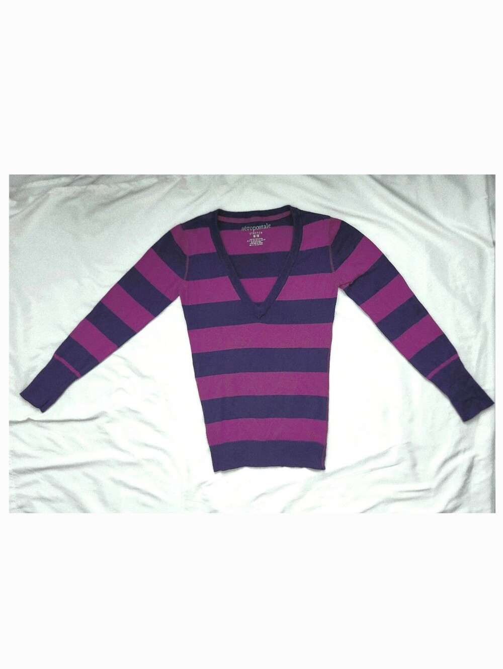Vintage Y2K Aeropostale sweater shirt purple/magenta striped size M